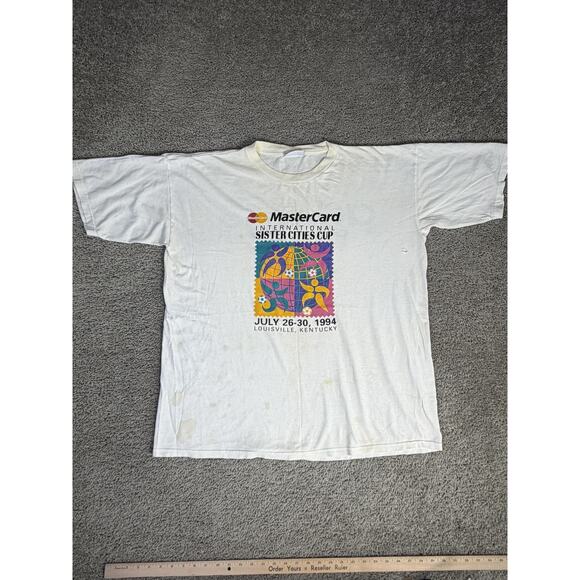 Vintage Adidas Shirt Mens 2XL White MasterCard Sister Cities Cup 1994 Graphic